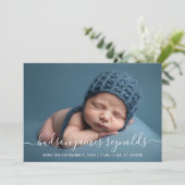 書モダン道男の赤ちゃん写真コラージュ誕生 案内状 (スタンド正面)