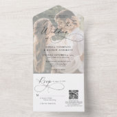 書モダン道白写真QRコード結婚 オールインワン招待状 (内側)