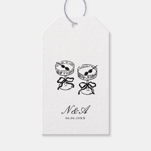 書モダン道白黒結婚の ギフトタグ (正面)