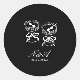 書モダン道白黒結婚の ラウンドシール