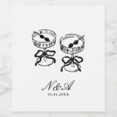 書モダン道白黒結婚の ワインラベル (シングルラベル)