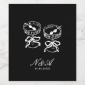 書モダン道白黒結婚の ワインラベル (シングルラベル)