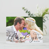 書モダン道結婚のカップル写真 サンキューカード (スタンド正面)