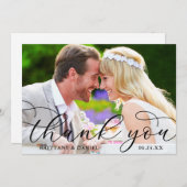 書モダン道結婚のカップル写真 サンキューカード (正面/裏面)