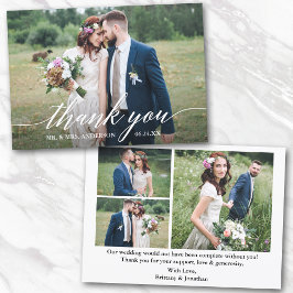 書モダン道結婚の新郎新婦4枚 サンキューカード