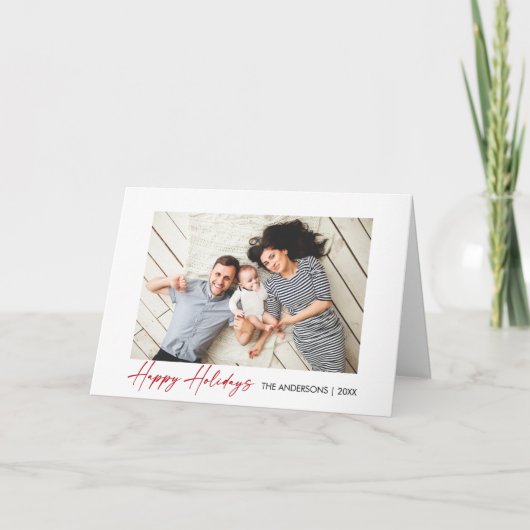 書モダン道赤インク文字折り写真 シーズンカード (正面)