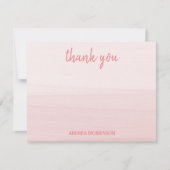 書モダン道赤面ピンクの水の色グラデーション サンキューカード (正面)