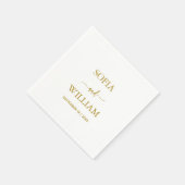 書モダン道金ゴールドスクリプ結婚ト スタンダードカクテルナプキン (角)