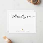 書モダン道金ゴールド結婚の感謝 ノートカード (正面/裏面インサイチュ)