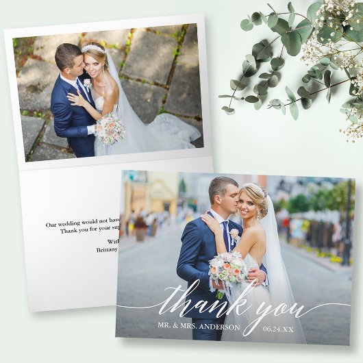 書モダン道2写真結婚折 サンキューカード