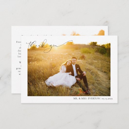 書モダン道2写真結婚有難う サンキューカード (正面/裏面)