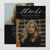 書モダン道2写真黒卒業 サンキューカード (正面/裏面)