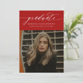 書モダン道2枚フォトレッド卒業 案内状 (スタンド正面)