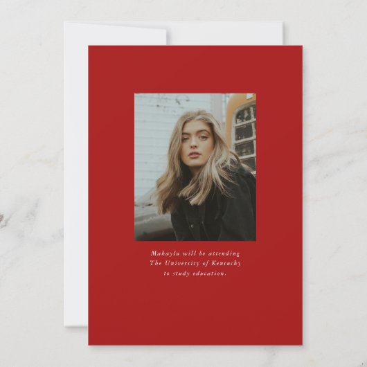 書モダン道2枚フォトレッド卒業 案内状 (裏面)