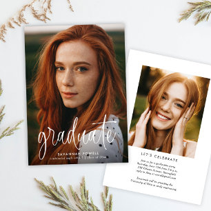 書モダン道2枚写真卒業パーティー 招待状