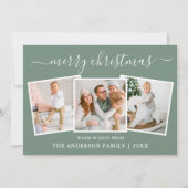 書モダン道3写真クリスマスセージ緑 シーズンカード (正面)