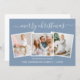 書モダン道3写真クリスマスブルー シーズンカード