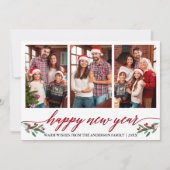 書モダン道3写真幸せ新年レッド シーズンカード (正面)