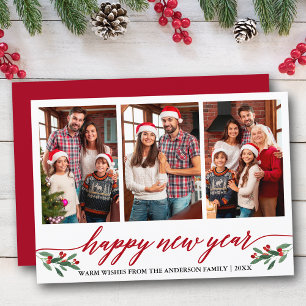 書モダン道3写真幸せ新年レッド シーズンカード