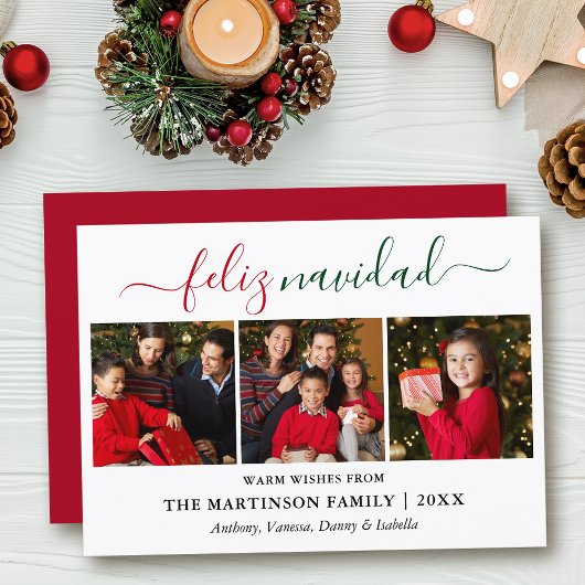 書モダン道3写真Red Green Feliz Navidad シーズンカード