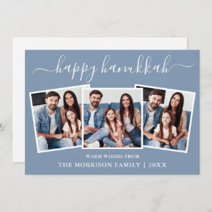 書モダン道3枚フォトハッピーハヌッカブルー シーズンカード