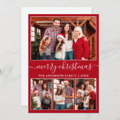 書モダン道4写真メリークリスマスレッド シーズンカード (正面/裏面)