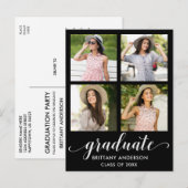 書モダン道4写真卒業パーティー インビテーションポストカード (正面/裏面)
