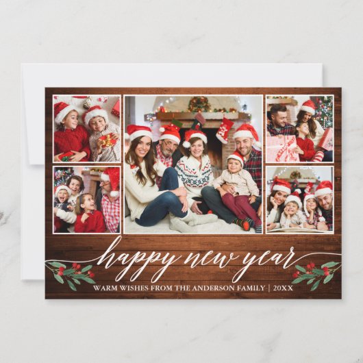 書モダン道5写真木新年おめでとう シーズンカード (正面)