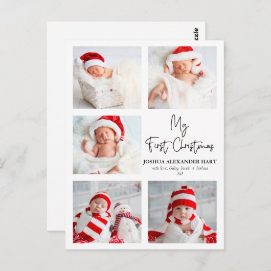 書モダン道5枚の写真マイ初めてのクリスマス ポストカード (正面/裏面)