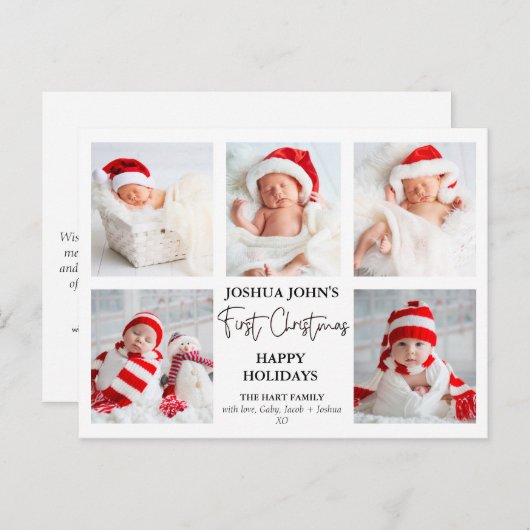書モダン道5枚の写真初めてのクリスマス ポストカード (正面/裏面)