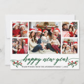 書モダン道5枚フォトハッピー新年グリーン シーズンカード (正面)