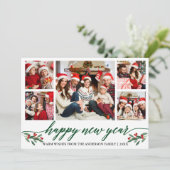 書モダン道5枚フォトハッピー新年グリーン シーズンカード (スタンド正面)