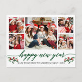 書モダン道5枚フォトハッピー新年グリーン ポストカード (正面)