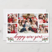 書モダン道5枚フォトハッピー新年レッド シーズンカード (正面)