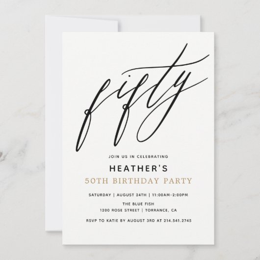 書モダン道50歳の誕生日パーティー 招待状 (正面)