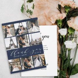 書モダン道9写真コラージュNavy Blue サンキューカード