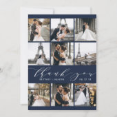 書モダン道9写真コラージュNavy Blue サンキューカード (正面)