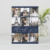 書モダン道9写真コラージュNavy Blue サンキューカード (スタンド正面)