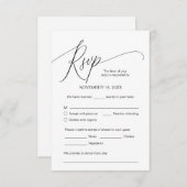 書モダン道、ブラック、結婚のディナーRSVP エンクロージャーカード (正面/裏面)