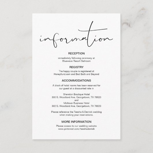 書モダン道、結婚詳細、情報 エンクロージャーカード (正面)