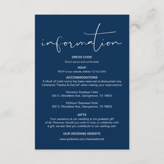 書モダン道、結婚詳細、情報 エンクロージャーカード (正面)