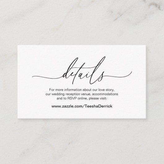 書モダン道、黒フォント結婚、詳細  エンクロージャーカード (正面)