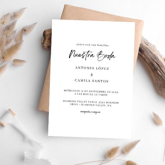 書モダン道Nuestra Bodaスペインの結婚の 招待状