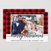 書モダン道Red Plaidの結婚写真 シーズンカード (正面/裏面)