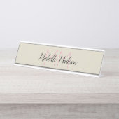 書モノグラムのモダン名のイニシャル デスクネームプレート (正面)