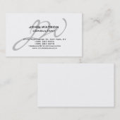 書ユニーク跡グレーモノグラムホワイトクラシック 名刺 (正面/裏面)