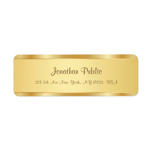 書人気がある跡スクリプト名文字金ゴールドモダン ラベル (正面)