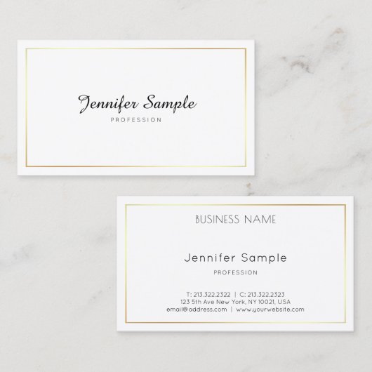 書付きスクリプトエレガントプレーンモダンデザイン 名刺 (正面/裏面)