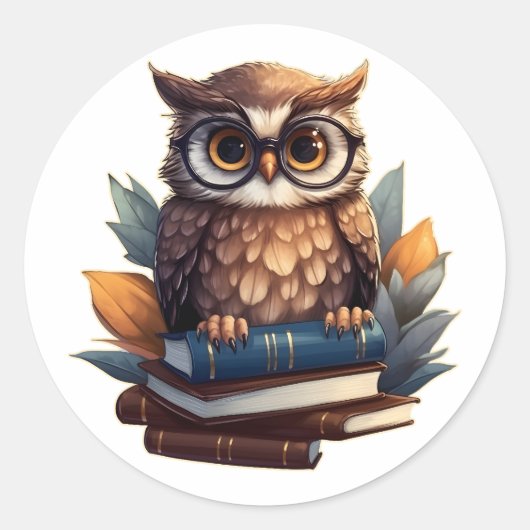 書付きフクロウ ラウンドシール (正面)