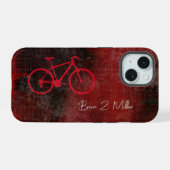 書体名入りのダストレスレッド自転車 iPhone 15ケース (裏面横)